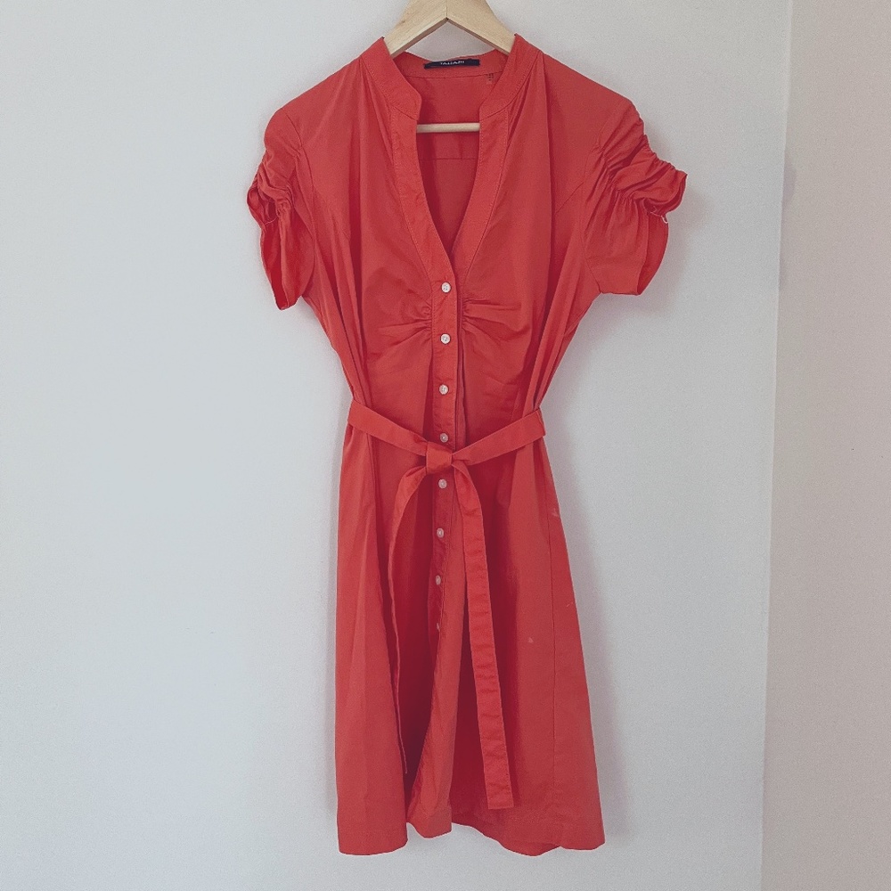 Vintage TAHARI Orange Cotton Dress: Size M